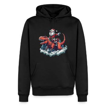 Santa Claus on T-Rex Christmas Boys - Men’s Premium Organic Hoodie - black - Front - Nico (187cm)
