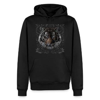 Tigre - Sweat à capuche Premium bio Homme - noir - Devant - Nico (187cm)