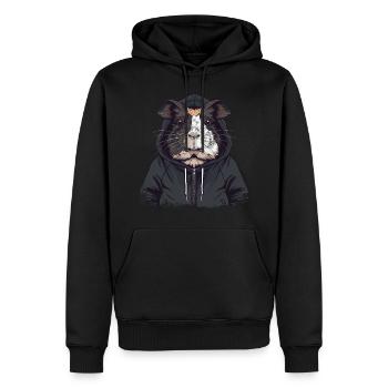 Cochon d’Inde Hip Hop Cool - Sweat à capuche Premium bio Homme - noir - Devant - Nico (187cm)