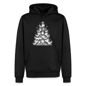 Dino Weihnachtsbaum Dinosaurier Weihnachten - Männer Premium Bio Hoodie - Schwarz - Vorne - Nico (187cm)