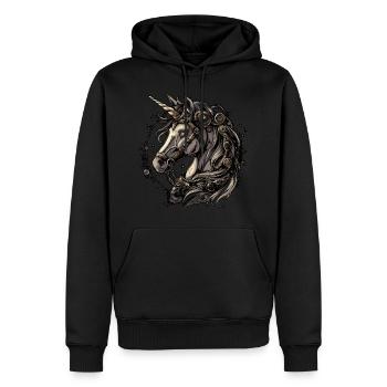 Licorne Steampunk - Sweat à capuche Premium bio Homme - noir - Devant - Nico (187cm)