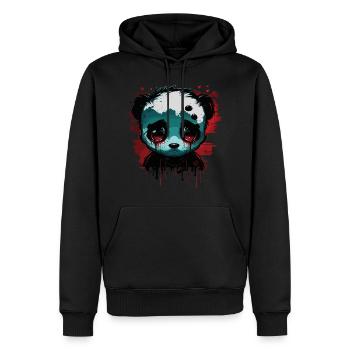 Panda mignon triste - Sweat à capuche Premium bio Homme - noir - Devant - Nico (187cm)