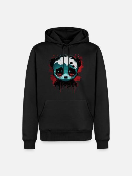 Panda mignon triste - Sweat à capuche Premium bio Homme - noir