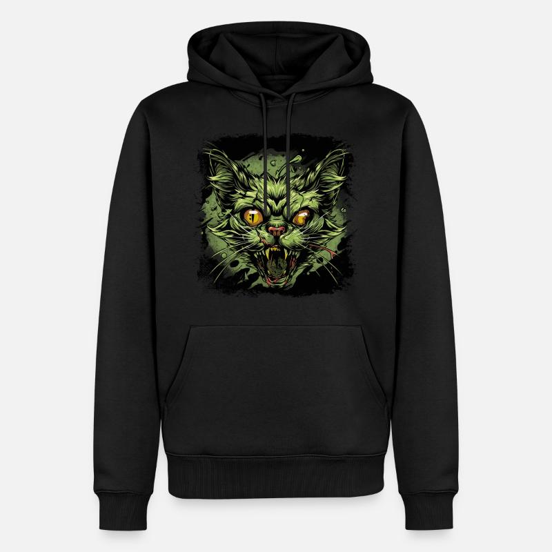 Zombie Katze - Männer Premium Bio Hoodie - Schwarz