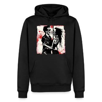 Ewige Rock'n Roll Liebe - Männer Premium Bio Hoodie - Schwarz - Vorne - Nico (187cm)