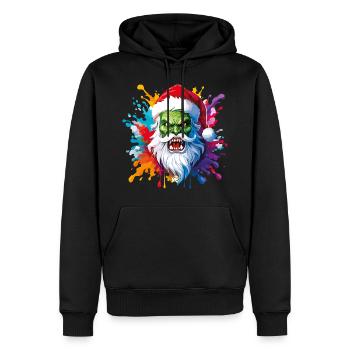 12 Zombie Screaming Santa Claus Paint Drops - Men’s Premium Organic Hoodie - black - Front - Nico (187cm)