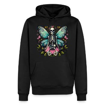 Skelett Fee Mit Blumen Und Schmetterlingen - Männer Premium Bio Hoodie - Schwarz - Vorne - Nico (187cm)