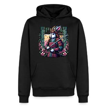 Lapin samouraï dans une forêt de bambous - Sweat à capuche Premium bio Homme - noir - Devant - Nico (187cm)