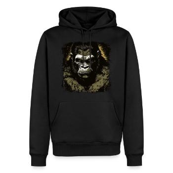 Gorilla - Männer Premium Bio Hoodie - Schwarz - Vorne - Nico (187cm)