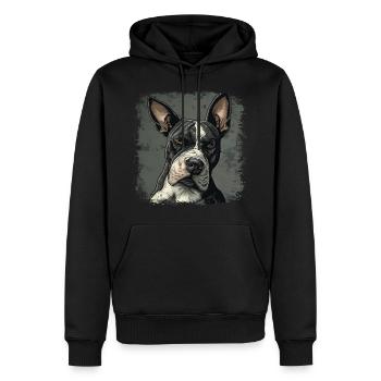Bull terrier - Sweat à capuche Premium bio Homme - noir - Devant - Nico (187cm)
