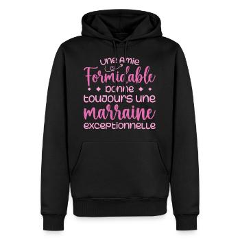 Amie formidable donne une marraine exceptionnelle - Sweat à capuche Premium bio Homme - noir - Devant - Nico (187cm)