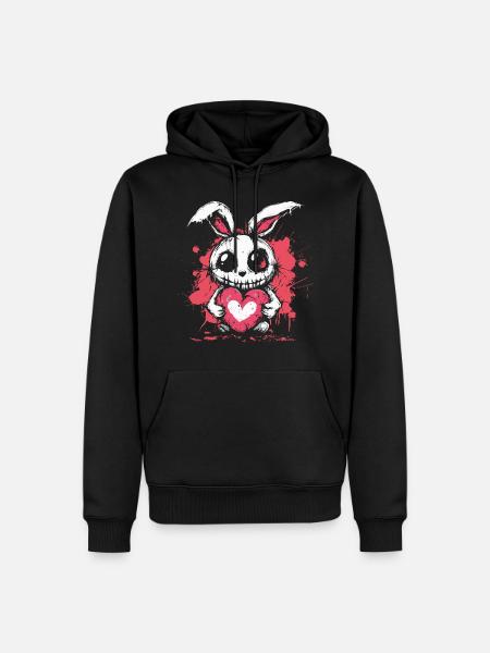 Mignon lapin effrayant - Sweat à capuche Premium bio Homme - noir