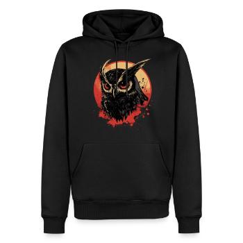 Hibou - Sweat à capuche Premium bio Homme - noir - Devant - Nico (187cm)