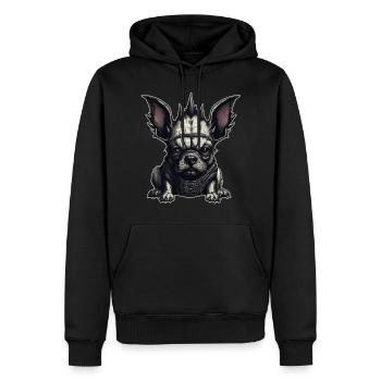 Bouledogue français gothique - Sweat à capuche Premium bio Homme - noir - Devant - Nico (187cm)