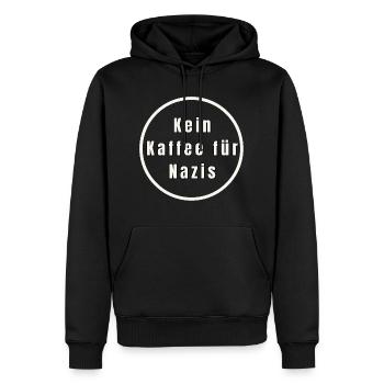 Kein Kaffee f0r Nazis - Männer Premium Bio Hoodie - Schwarz - Vorne - Nico (187cm)