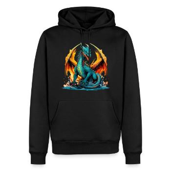 Dragon Fantasy Magic Mysticism Mythology Creature - Men’s Premium Organic Hoodie - black - Front - Nico (187cm)