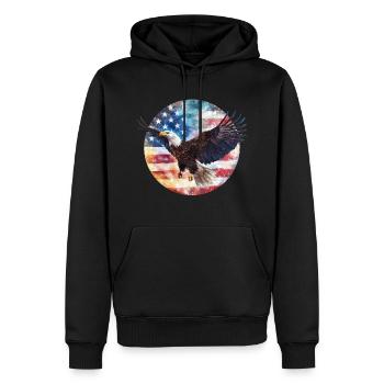 Adler USA Flagge - Männer Premium Bio Hoodie - Schwarz - Vorne - Nico (187cm)