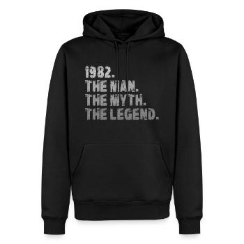 Millésime 1982 Anniversaire Homme Mythe Légende - Sweat à capuche Premium bio Homme - noir - Devant - Nico (187cm)