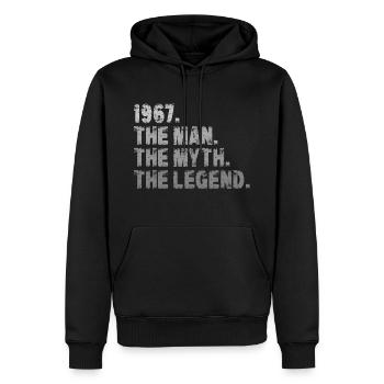 Millésime 1967 Anniversaire Homme Mythe Légende - Sweat à capuche Premium bio Homme - noir - Devant - Nico (187cm)