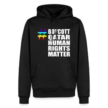 Boycott Qatar Katar Human Rights Matter Spruch - Männer Premium Bio Hoodie - Schwarz - Vorne - Nico (187cm)