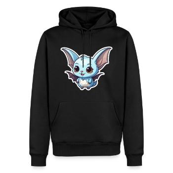 Illustration mignonne de chauve-souris - Sweat à capuche Premium bio Homme - noir - Devant - Nico (187cm)