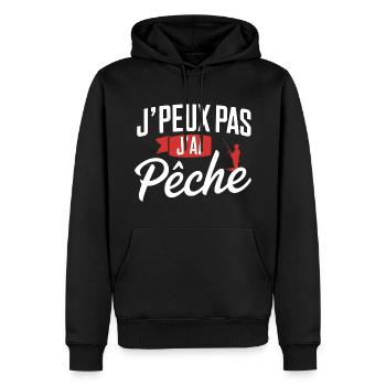 J'peux Pas, J'ai Pêche - Sweat à capuche Premium bio Homme - noir - Devant - Nico (187cm)