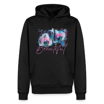 Schöne Aphrodite-Blüten - Männer Premium Bio Hoodie - Schwarz - Vorne - Nico (187cm)