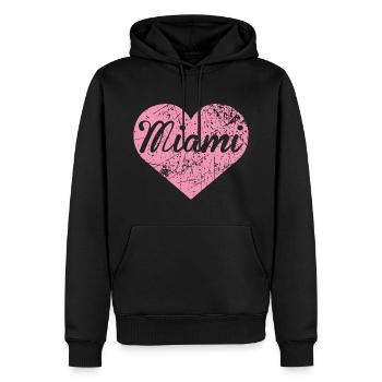 Miami Herz - Männer Premium Bio Hoodie - Schwarz - Vorne - Nico (187cm)
