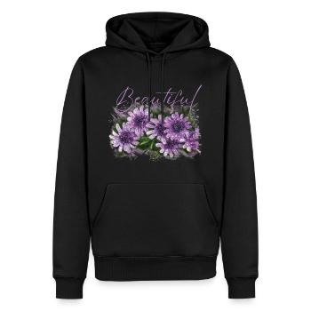 Fleurs Beautiful Perséphone - Sweat à capuche Premium bio Homme - noir - Devant - Nico (187cm)