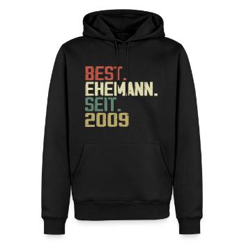 Meilleur mari depuis 2009 Cadeau d’anniversaire 2009 - Sweat à capuche Premium bio Homme - noir - Devant - Nico (187cm)