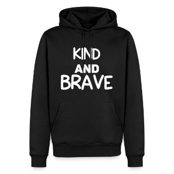 Kind And Brave - Männer Premium Bio Hoodie - Schwarz - Vorne - Nico (187cm)