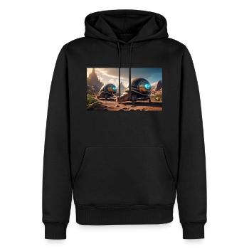 Deux escargots de course - Sweat à capuche Premium bio Homme - noir - Devant - Nico (187cm)
