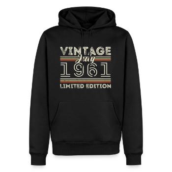 Juli 1961 Juli Geburtstagsgeschenk Juli 1961 - Männer Premium Bio Hoodie - Schwarz - Vorne - Nico (187cm)