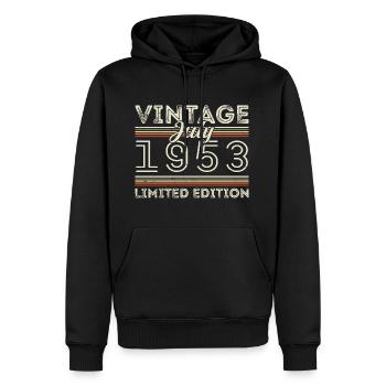 Juli 1953 Juli Geburtstagsgeschenk Juli 1953 - Männer Premium Bio Hoodie - Schwarz - Vorne - Nico (187cm)