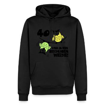 Anniversaire 40 et toujours en sens Owls - Sweat à capuche Premium bio Homme - noir - Devant - Nico (187cm)