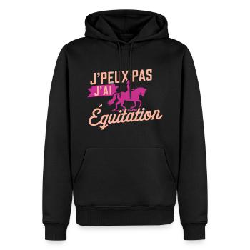 J'peux Pas, J'ai Équitation - Sweat à capuche Premium bio Homme - noir - Devant - Nico (187cm)