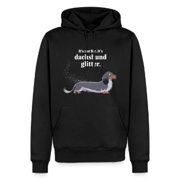 Teckel paillettes drôle chien design - Sweat à capuche Premium bio Homme - noir - Devant - Nico (187cm)