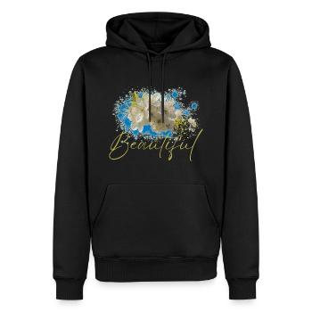 Beautiful Uranie Flowers - Men’s Premium Organic Hoodie - black - Front - Nico (187cm)