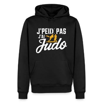 J'Peux Pas j'ai Judo - Sweat à capuche Premium bio Homme - noir - Devant - Nico (187cm)