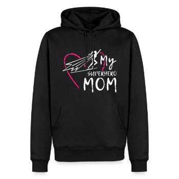 Ma maman super-héroïne - Sweat à capuche Premium bio Homme - noir - Devant - Nico (187cm)