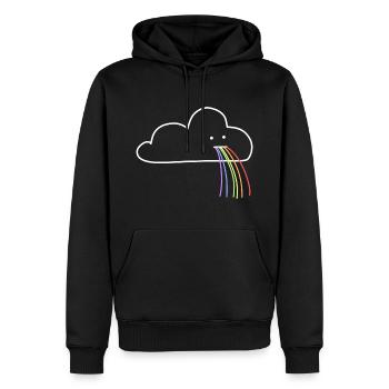 Nuage doux drôle coloré pastel lumineux - Sweat à capuche Premium bio Homme - noir - Devant - Nico (187cm)