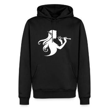 „Elfische Flötenmelodie“ - Männer Premium Bio Hoodie - Schwarz - Vorne - Nico (187cm)