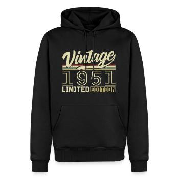 Legende seit 1951 Geboren 1951 Geburtstag 73 Jahre - Männer Premium Bio Hoodie - Schwarz - Vorne - Nico (187cm)
