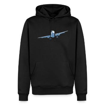 Flugzeug - Männer Premium Bio Hoodie - Schwarz - Vorne - Nico (187cm)