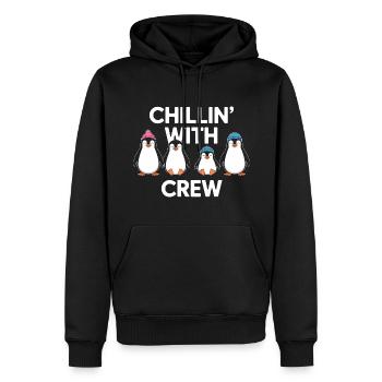 Chillin' avec mon équipage de pingouins - Sweat à capuche Premium bio Homme - noir - Devant - Nico (187cm)