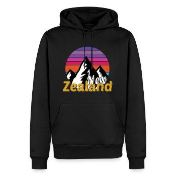 Nouvelle-Zélande - Sweat à capuche Premium bio Homme - noir - Devant - Nico (187cm)