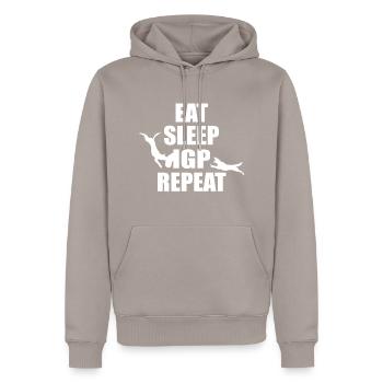 EAT SLEEP IGP REPEAT White - Männer Premium Bio Hoodie - Taupe - Vorne - Nico (187cm)
