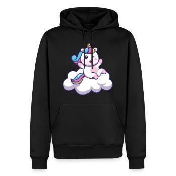 Licorne sur le nuage 🦄 - Sweat à capuche Premium bio Homme - noir - Devant - Nico (187cm)