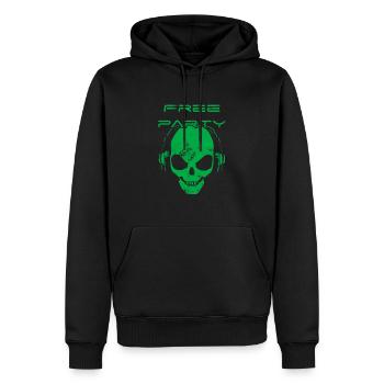 Free party - skull sound system - Sweat à capuche Premium bio Homme - noir - Devant - Nico (187cm)