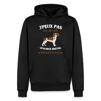 J'peux pas, mon Épagneul Breton m'attend! - Sweat à capuche Premium bio Homme - noir - Devant - Nico (187cm)